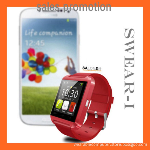 2015 Promotional product Bluetooth Watch Build In Speaker Mic U Watch Alarm System Smart Blue Tooth Wrist Watch Phone